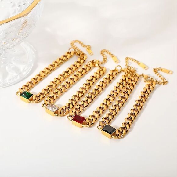 18K Gold Cuban Chain Bracelet - Picture 1 of 7